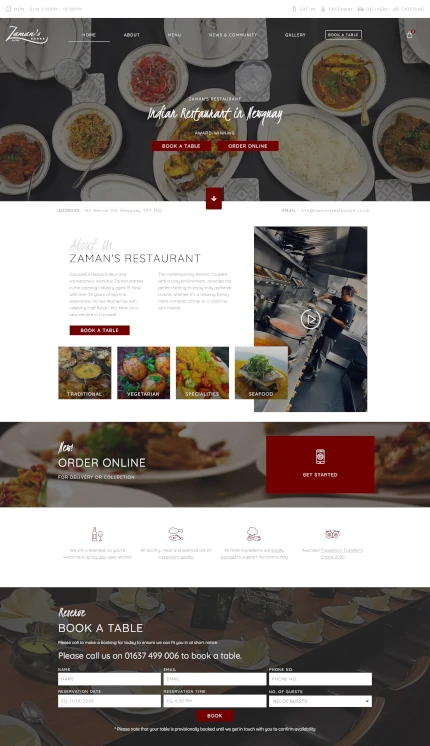 Website Design for an Indian Restaurant & Takeaway