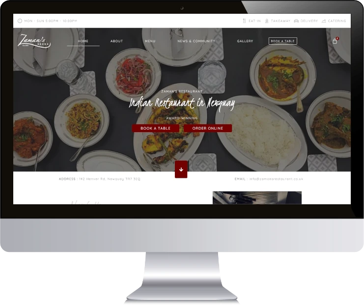 Website Design for an Indian Restaurant & Takeaway