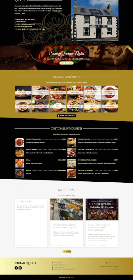 Website Design for an Indian Restaurant & Takeaway