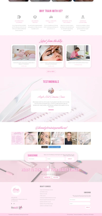 Website Design for a Beauty Training Business