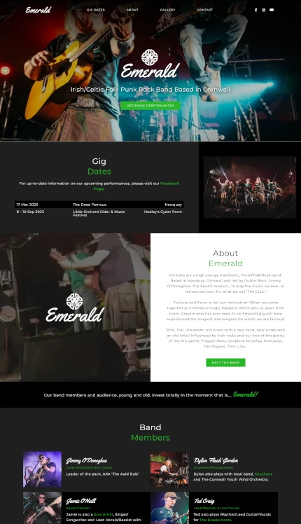 Website Design for a Celtic Rock Band
