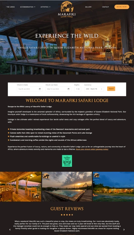 Website Design for an African Safari Lodge