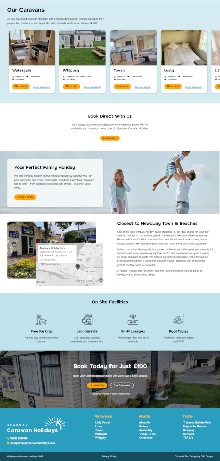Website Design for Holiday Caravans
