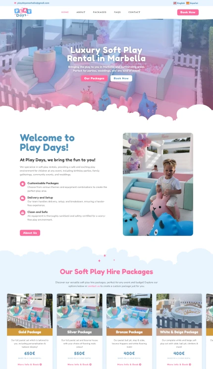 Website Design for Soft Play Hire Company: Play Days Marbella
