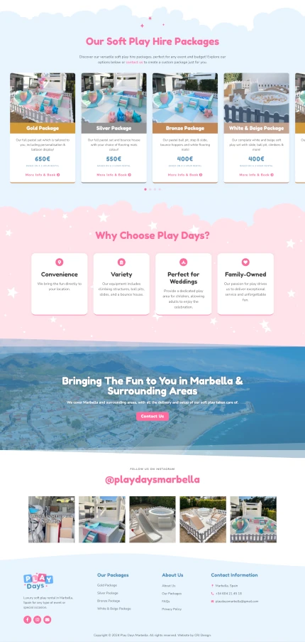 Website Design for Soft Play Hire Company: Play Days Marbella