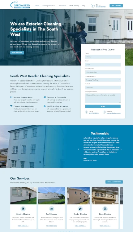 Website Design for an Exterior Cleaning Company: Specialized Exterior Cleaning Services Ltd