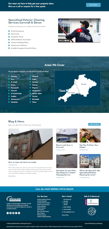 Website Design for an Exterior Cleaning Company: Specialized Exterior Cleaning Services Ltd
