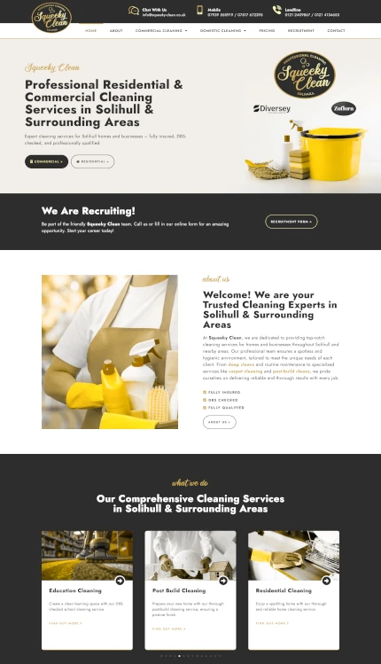 Website for Cleaning Company Squeeky Clean