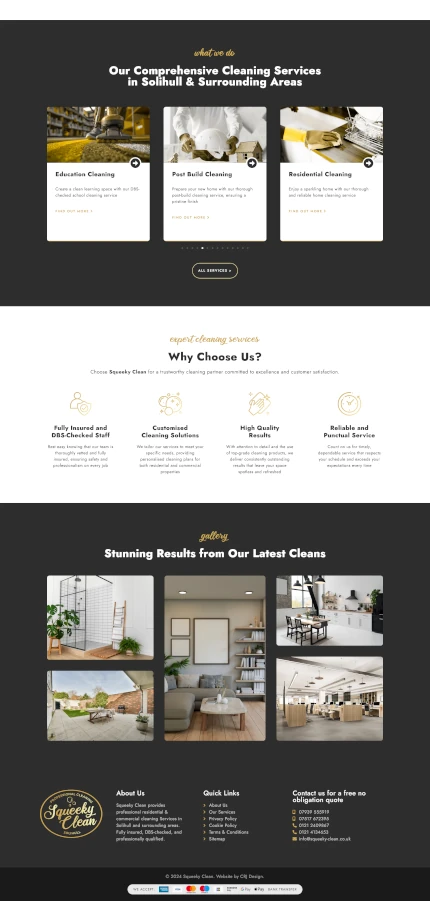 Website for Cleaning Company Squeeky Clean